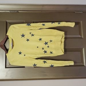Halogen Yellow with Blue Stars Cotton mix Size Small Sweater